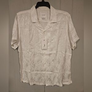 Cactus Man Ricky Singh Short Sleeve  Shirt Mens XL White Paisley Rayon Blend NWT
